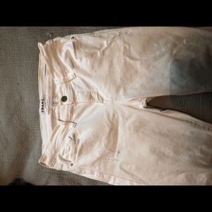 Frame distressed white jeans
